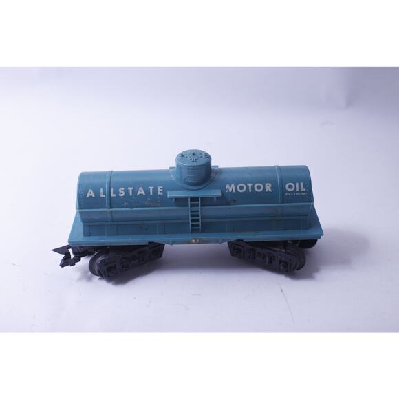Marx Train, Blue, Allstate, Motor Oil, Single Dome, Tanker with Type F Trucks, - Picture 2 of 3